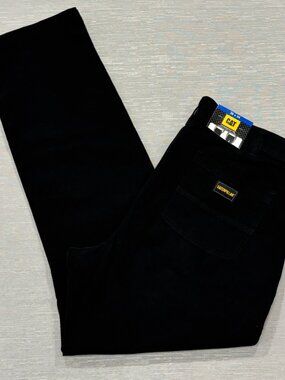 CAT Caterpillar Utility Work Pants Mens 36 x 34 Black Flex Waistband Cell Pocket